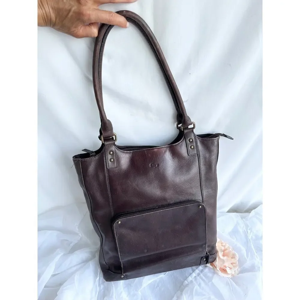 SOLO XL Brown Genuine leather & nylon Padded laptop bag briefcase unisex